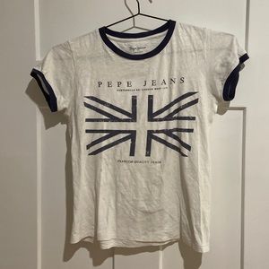 Pepe Jeans Blue and white short sleeve T-shirt with the size 14/164